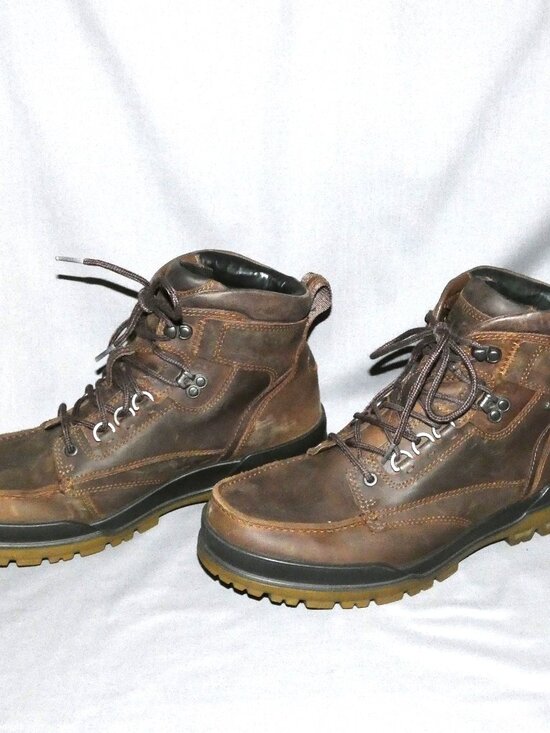 Ecco Brown Leather Track 6 Work Boots Goretex Men\'s sz 11 Moc Toe Lace Up Hiking main image 7